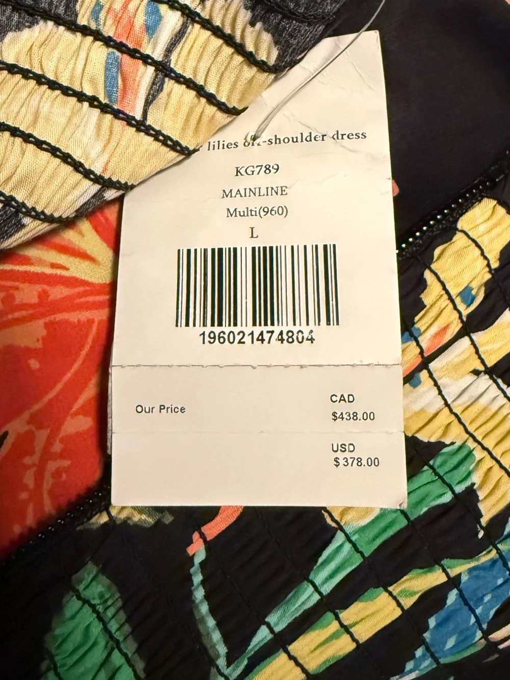 NWT Kate Spade Summer Lillies Off the Shoulder Floral Dress L